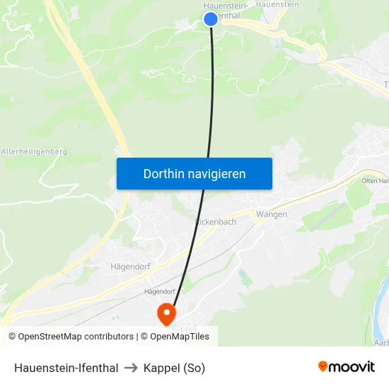 Hauenstein-Ifenthal to Kappel (So) map