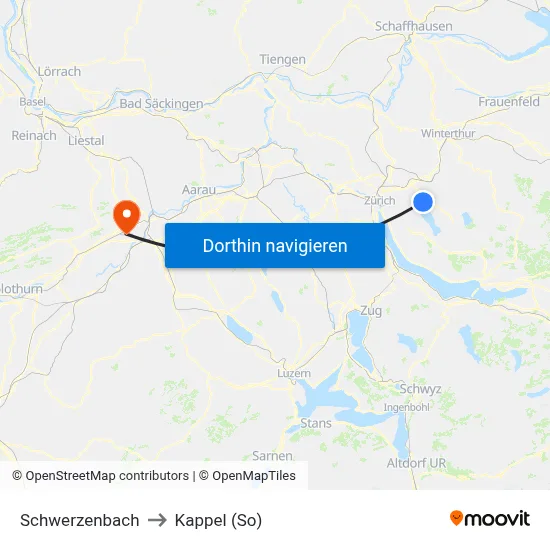 Schwerzenbach to Kappel (So) map