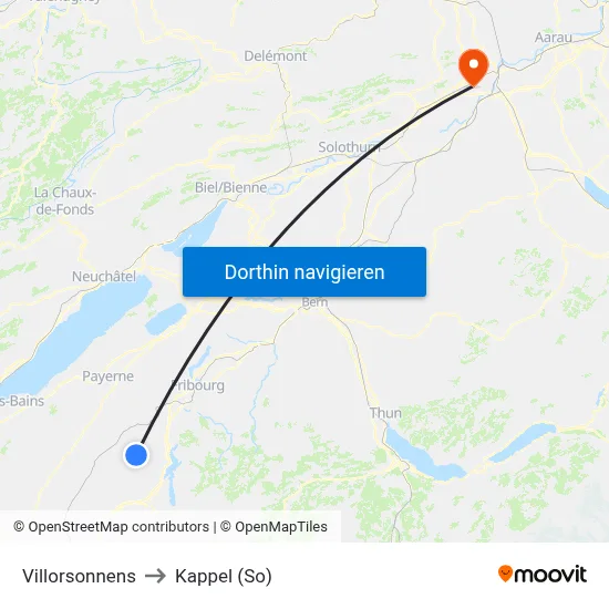 Villorsonnens to Kappel (So) map