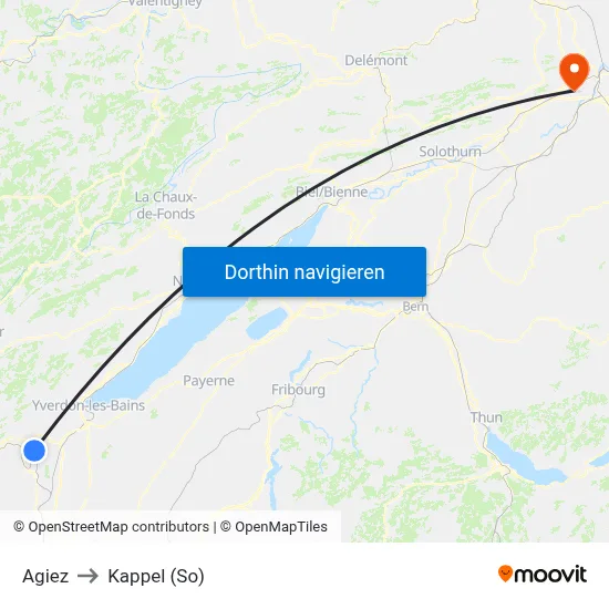 Agiez to Kappel (So) map