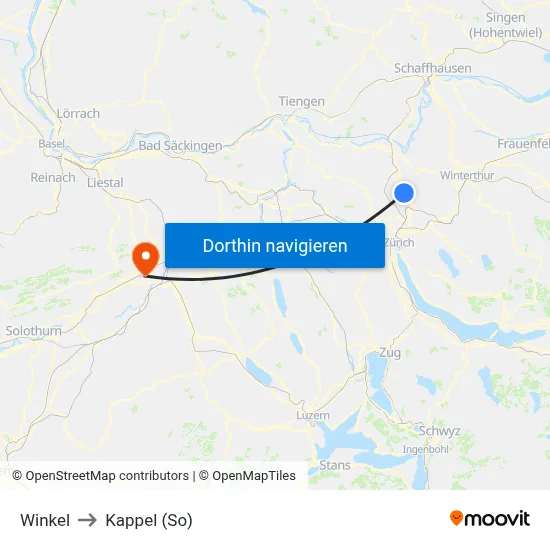 Winkel to Kappel (So) map