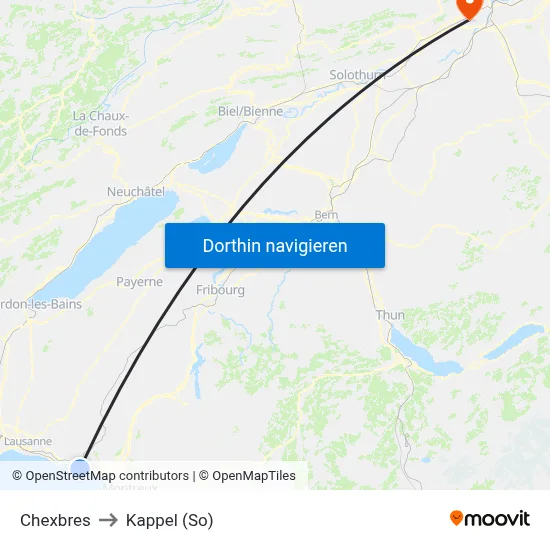 Chexbres to Kappel (So) map