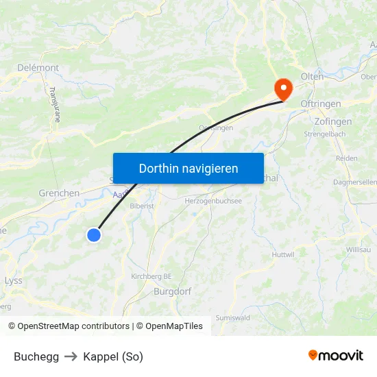 Buchegg to Kappel (So) map