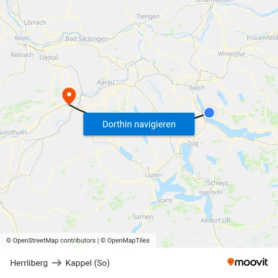 Herrliberg to Kappel (So) map