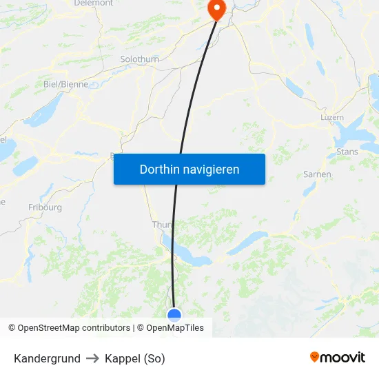 Kandergrund to Kappel (So) map