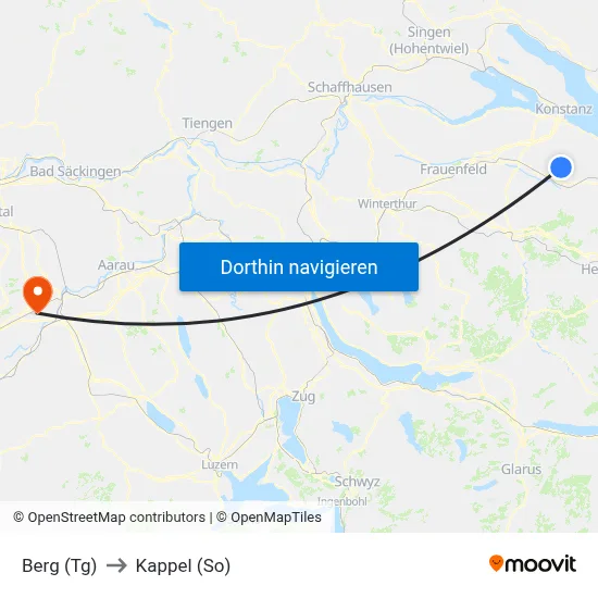 Berg (Tg) to Kappel (So) map