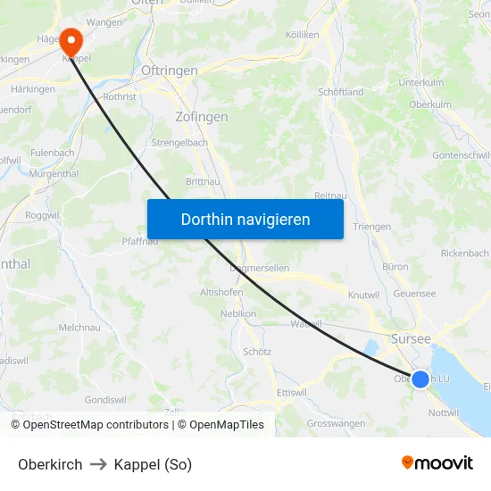 Oberkirch to Kappel (So) map