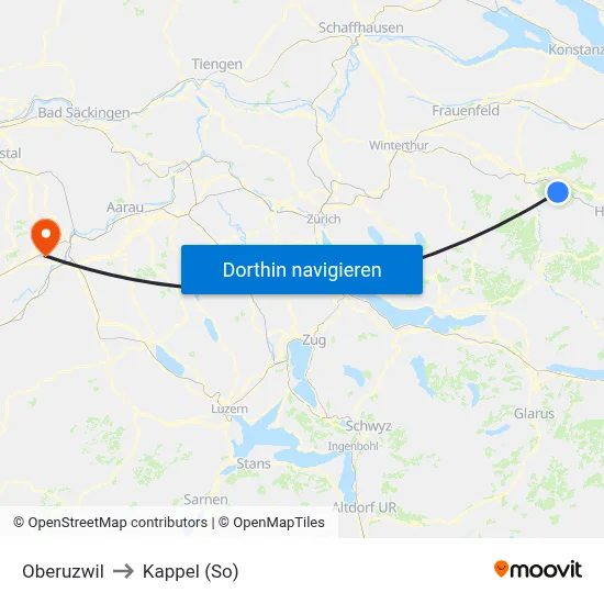 Oberuzwil to Kappel (So) map