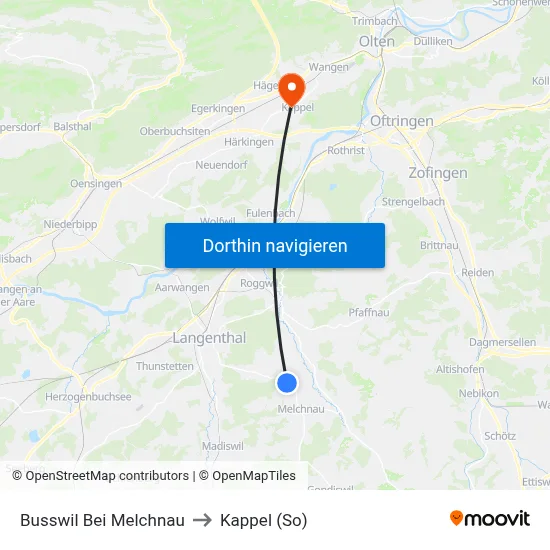Busswil Bei Melchnau to Kappel (So) map