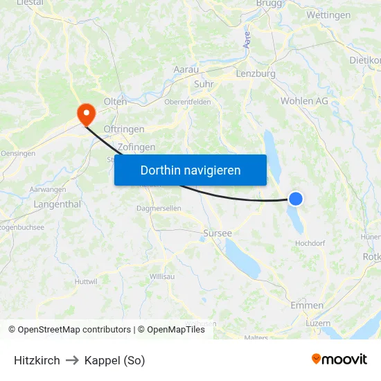 Hitzkirch to Kappel (So) map