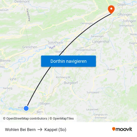 Wohlen Bei Bern to Kappel (So) map