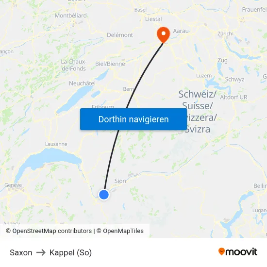 Saxon to Kappel (So) map
