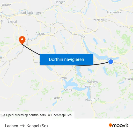 Lachen to Kappel (So) map