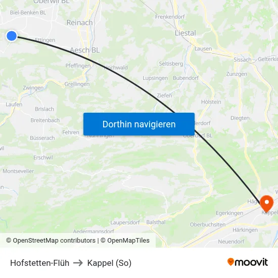 Hofstetten-Flüh to Kappel (So) map