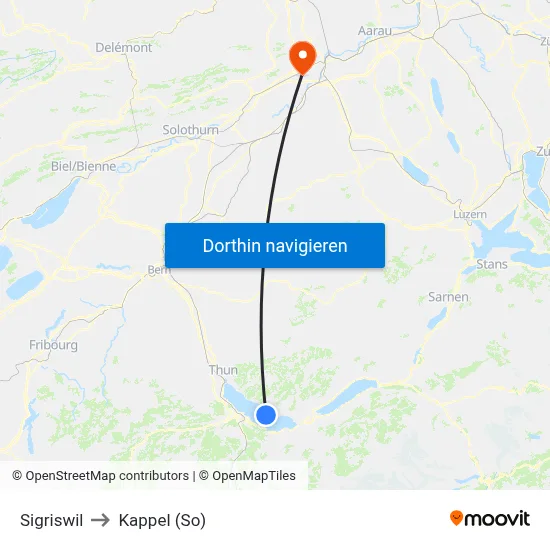 Sigriswil to Kappel (So) map