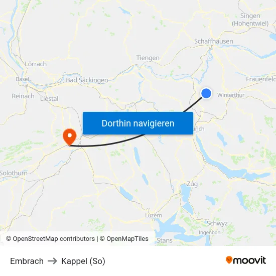 Embrach to Kappel (So) map