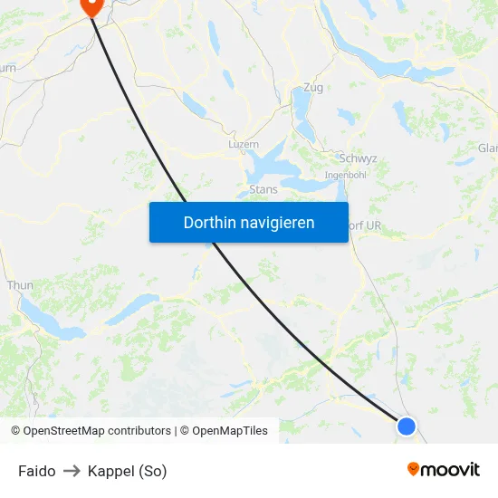 Faido to Kappel (So) map