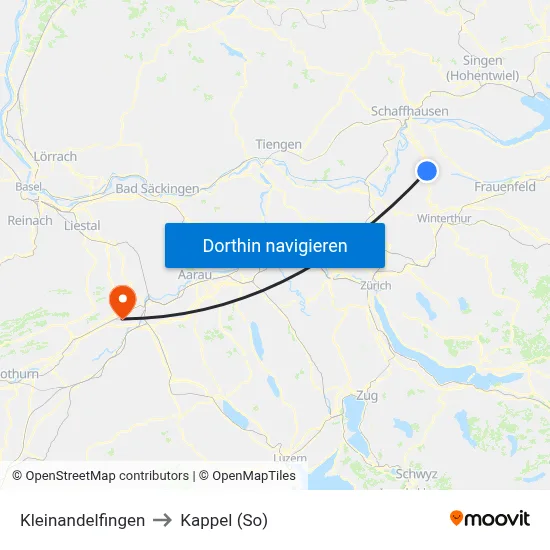 Kleinandelfingen to Kappel (So) map