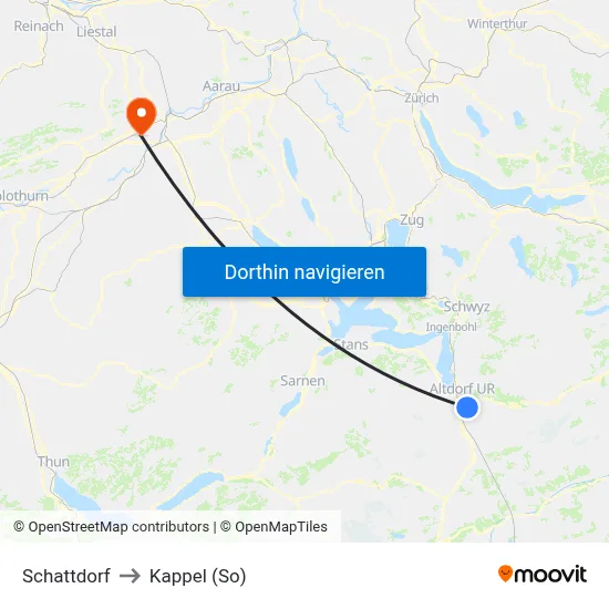 Schattdorf to Kappel (So) map