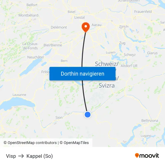 Visp to Kappel (So) map