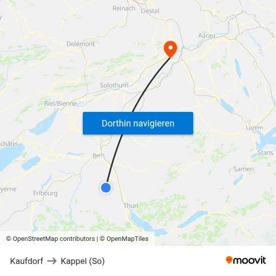 Kaufdorf to Kappel (So) map