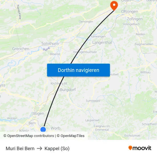 Muri Bei Bern to Kappel (So) map