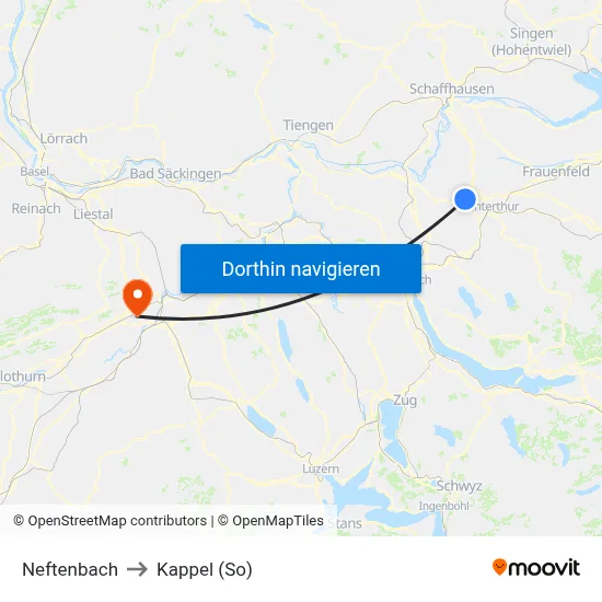 Neftenbach to Kappel (So) map