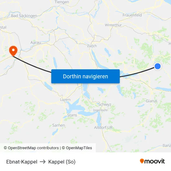 Ebnat-Kappel to Kappel (So) map