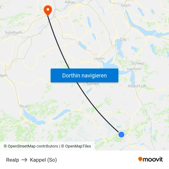Realp to Kappel (So) map