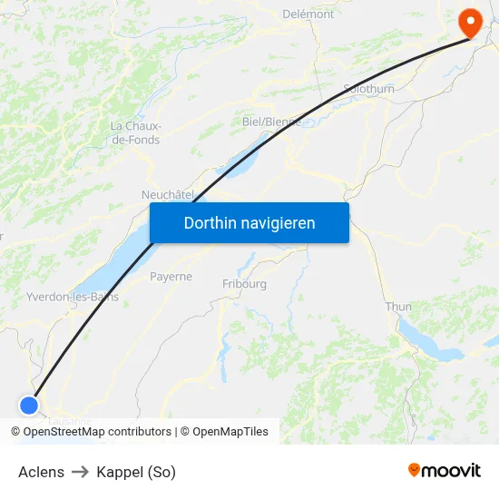 Aclens to Kappel (So) map