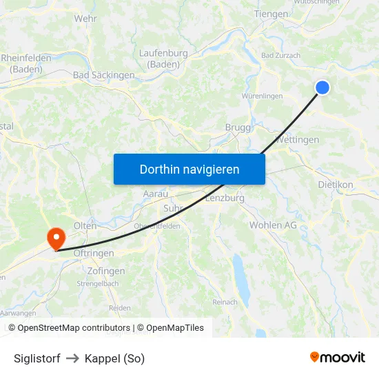 Siglistorf to Kappel (So) map