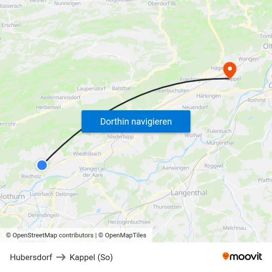 Hubersdorf to Kappel (So) map