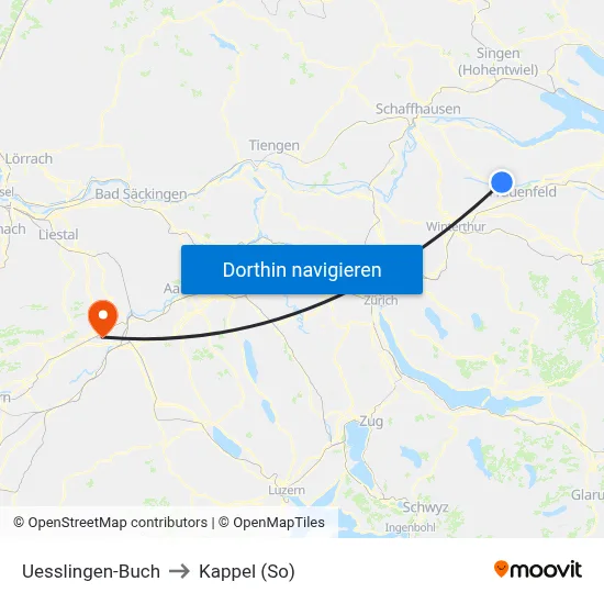 Uesslingen-Buch to Kappel (So) map