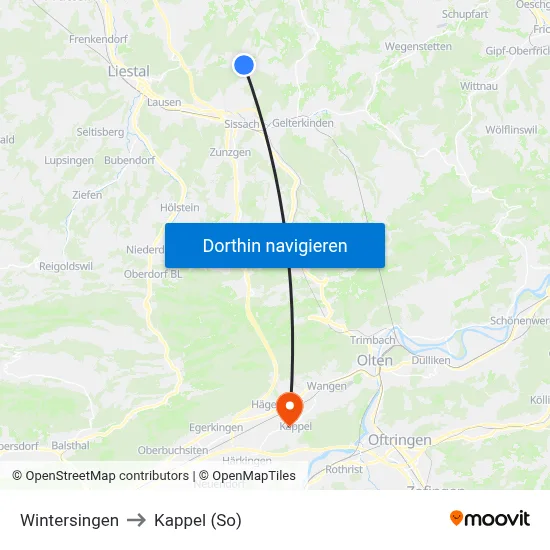 Wintersingen to Kappel (So) map