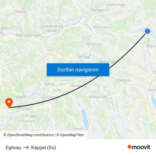 Eglisau to Kappel (So) map