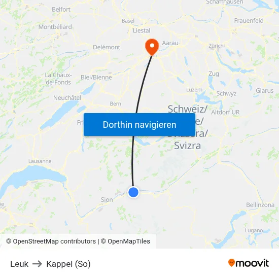 Leuk to Kappel (So) map