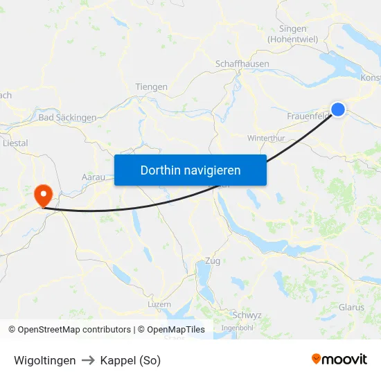 Wigoltingen to Kappel (So) map