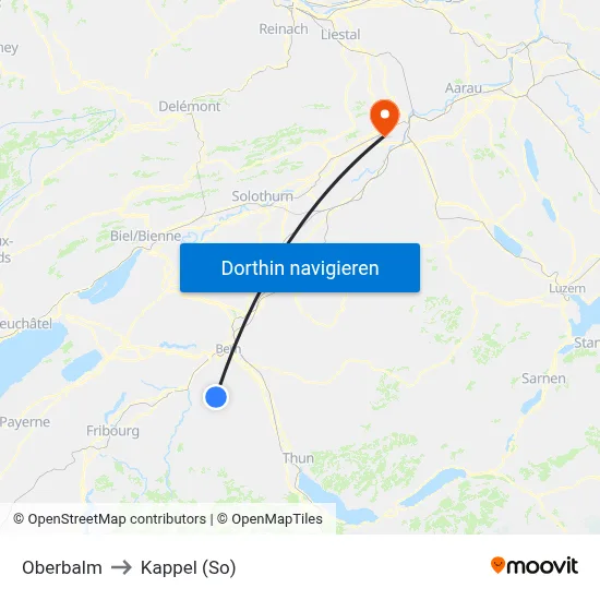 Oberbalm to Kappel (So) map