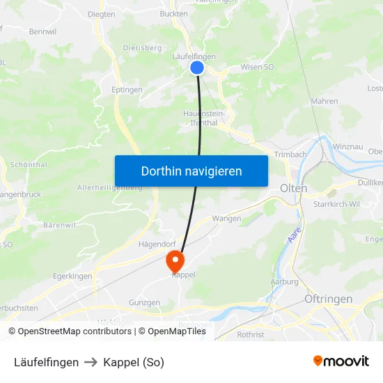 Läufelfingen to Kappel (So) map