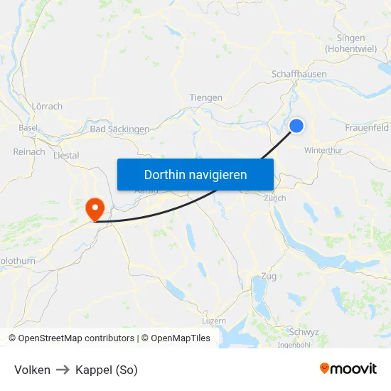 Volken to Kappel (So) map