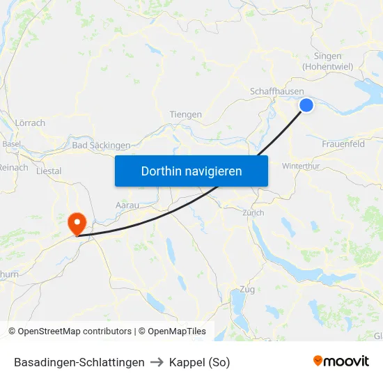 Basadingen-Schlattingen to Kappel (So) map