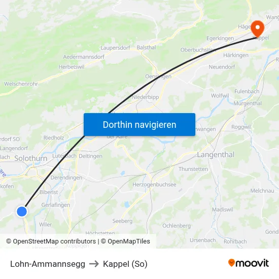 Lohn-Ammannsegg to Kappel (So) map