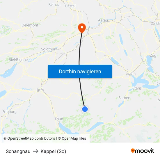 Schangnau to Kappel (So) map