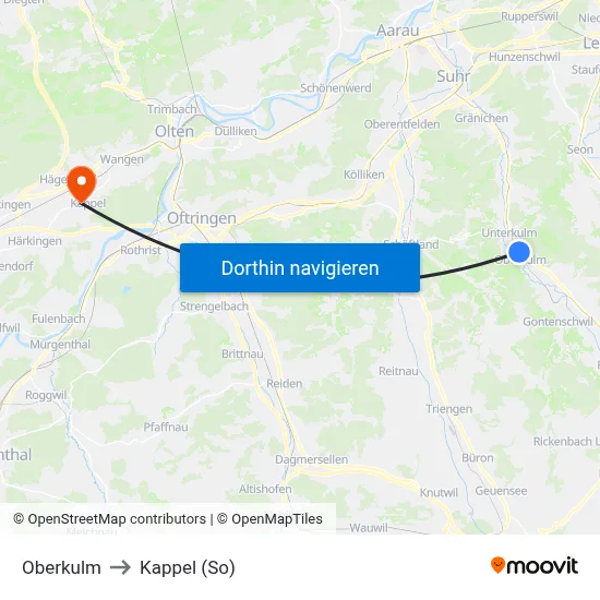 Oberkulm to Kappel (So) map