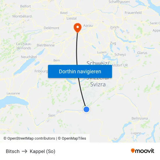 Bitsch to Kappel (So) map