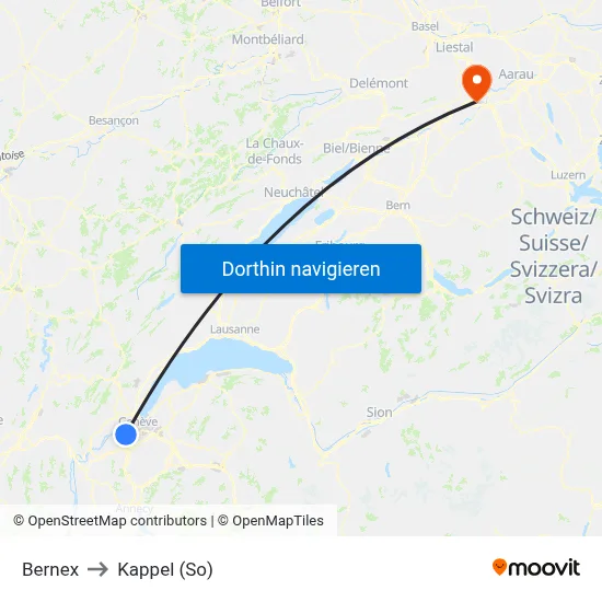 Bernex to Kappel (So) map
