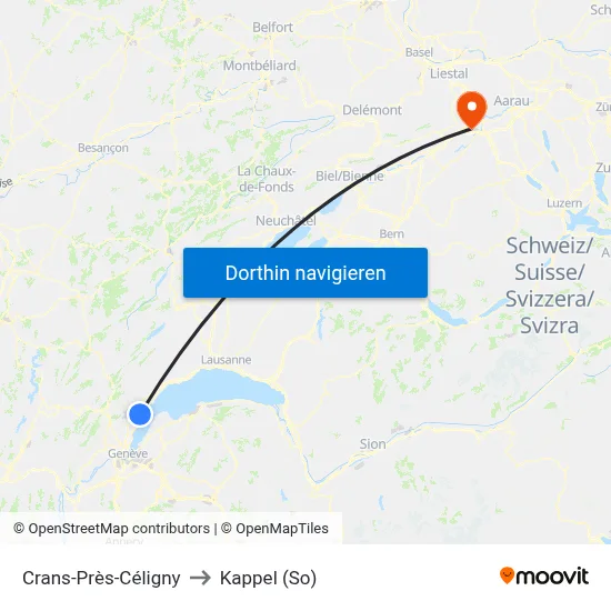 Crans-Près-Céligny to Kappel (So) map