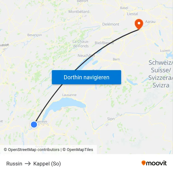 Russin to Kappel (So) map
