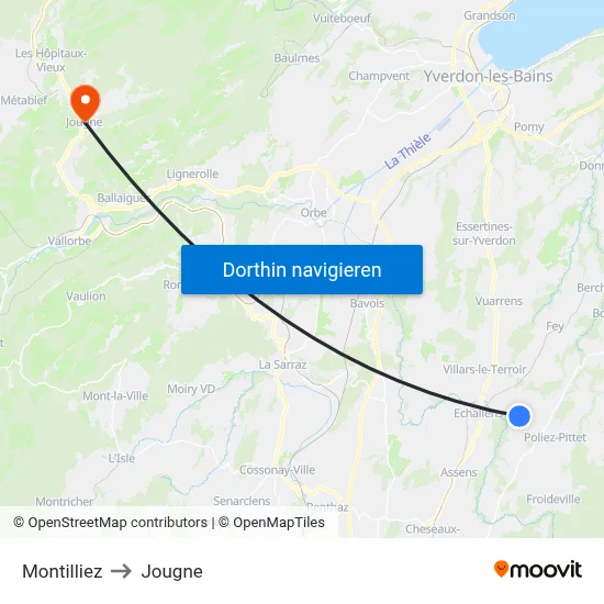 Montilliez to Jougne map