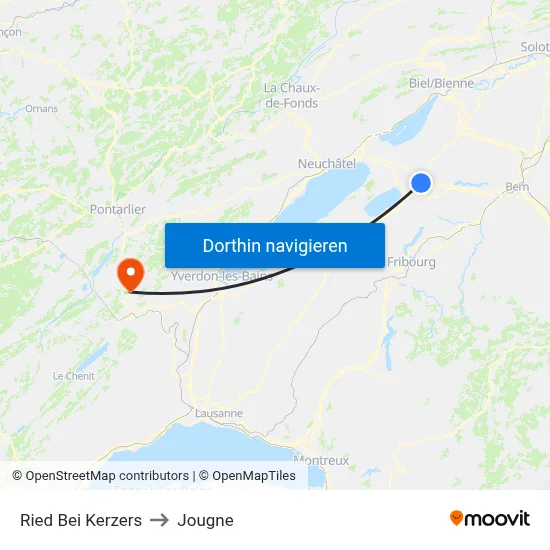 Ried Bei Kerzers to Jougne map